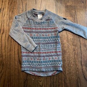Polarn O Pyret merino wool Nordic jacquard top gray/blue 1-2 years